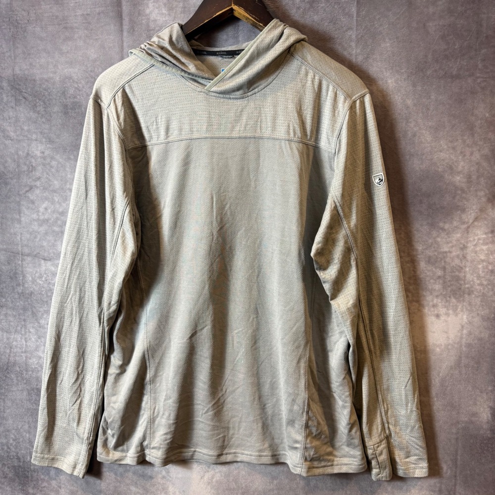 Kuhl Engineered Hoody Mens Medium Gray Long Sleeve Technical Pullover Hoodie